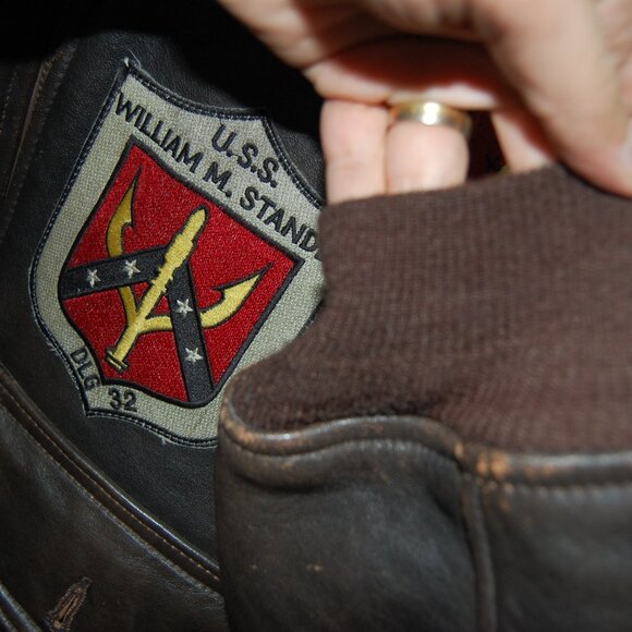 VTG🔥Size:L TYPE G-1 Classic Bomber Flight Patchwork LEATHER Bomber Jacket USA - Picture 8 of 15